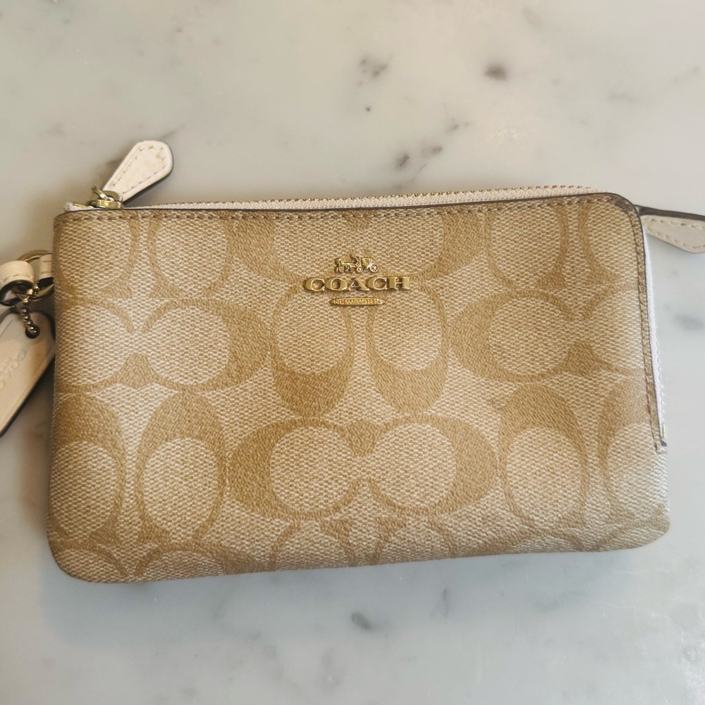 Coach Signature Beige Wristlet